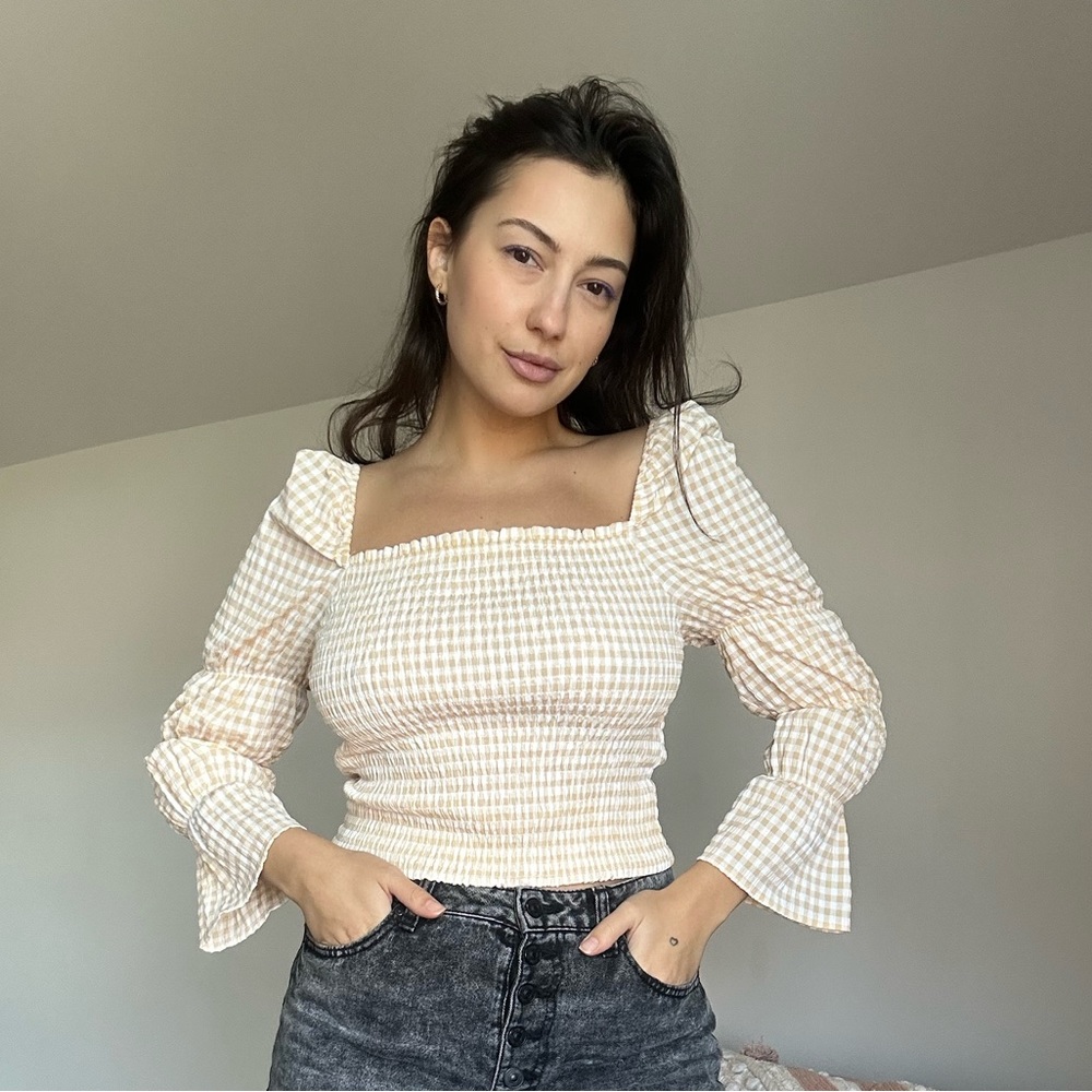 Design365 gingham print blouse
